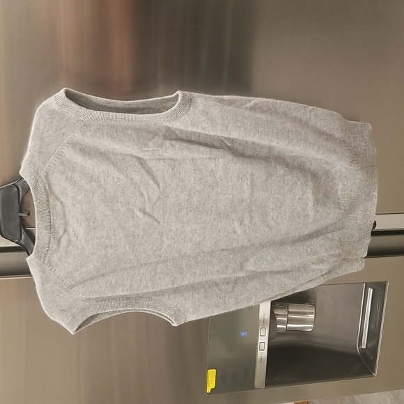 💕LOIZ💕 100% Cashmere Sweater Vest ~ V-Neck Preppy Grey Large - Picture 2 of 6